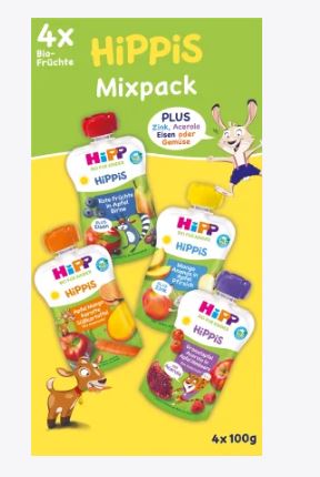 HIPP SQUEEZE POUCH MIX PACK FRUIT FROM 1 YEAR (4 x 100 g)