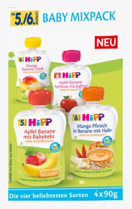 HIPP APPLE BANANA WITH BABYKEKS MIXPACK (4x90g)